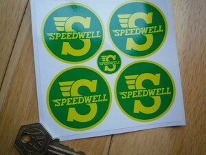 ◆送料無料◆ 海外 Speedwell Yellow & Green wheel スピードウェル 50mm 4枚セット ステッカー