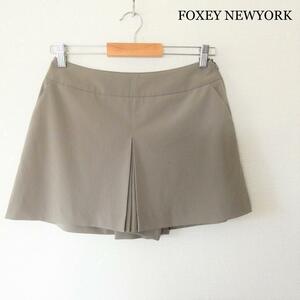 美品 FOXEY NEWYORK フォクシーニューヨーク サイズ40 ショートパンツ キュロット ストレッチあり スリット ベージュ