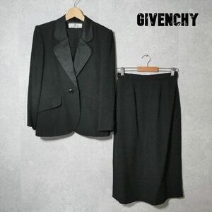 美品 GIVENCHY ジバンシィ 12 セットアップ スーツ 三点セット 1B テーラードジャケット カットソー スカート ストライプ柄 黒