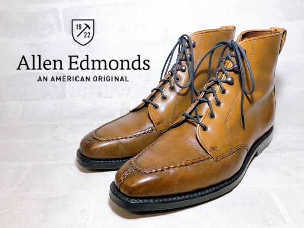 アメリカ製【極美品】Allen Edmonds アレンエドモンズ 高級 Uチップ レザーブーツ 本革 茶 US7D（約25cm）高級紳士靴 USA製