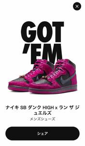 送料無料 Run The Jewels ラン ザ ジュエルズ RTJ NIKE SB ナイキ エスビー DUNK HIGH QS ダンク ハイ シューズ 27.0 箱、紐、タグ付き