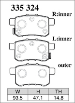 送料無料（離島除く） ブレーキパッド Mタイプ リアセット ホンダ アコードツアラー CW1 ACCORD TOURER M335324 DIXCEL ディクセル REAR_画像3