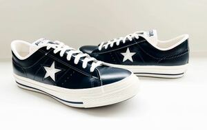 美品!! 名作!! 日本製 CONVERSE ONE STAR NAVY コンバース ワンスター レザー ネイビー 紺 us 9 / 27.5 ㎝ MADE IN JAPAN