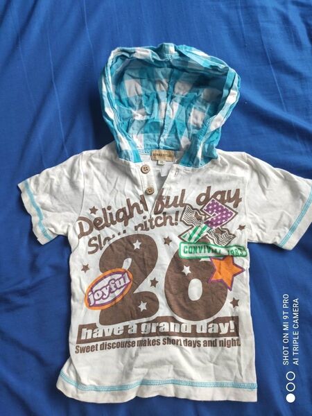 半袖パーカー 半袖Tシャツ トップス プリント チェック