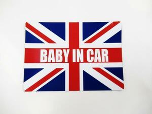 Baby in car ベビーインカー マグネットシート ステッカー イギリス国旗風アート 赤ちゃん乗車中 車ボディー 外貼り用