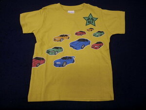 新品　110　働く車シリーズ　半袖Ｔシャツ　マスタード　レターパック発送（代引き不可）33579D