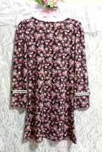 白ホワイトラビットファー花柄長袖ニットネグリジェチュニック White rabbit fur flower pattern knit negligee long sleeve tunic_画像3