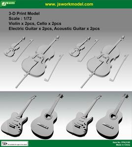 J's Work PPA3150 1/72 3Dプリント バイオリン(2個)・チェロ(2個)・エレキギター(2個)・ギター(2個)