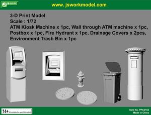 J's Work PPA3153 1/72 3Dプリント ATM(1個)・ウォールスルーATM(1個)・ポスト(1個)・消火栓(1個)・排水カバー(2個)ゴミ箱(1個)