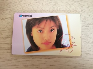  Fukada Kyouko unused telephone card 50 frequency Meiji life 