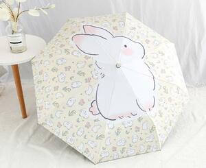  pretty rabbit pattern 8ps.@. manual / automatic opening and closing folding umbrella umbrella case attaching parasol light weight . rain combined use enduring manner structure UV cut carrying x275