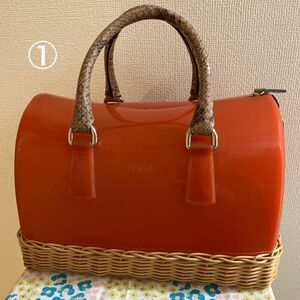 フルラ ハンドバッグ　キャンディ　ビニール　クリア　ボストン　かご　パイソン　FURLA