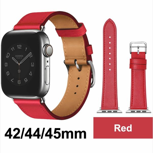 【大人気】Apple Watch バンド 合皮 レザーバンド ベルト　レッド 赤 42 44 45 38 41 42