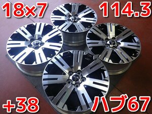 三菱デリカD5純正♪18×7J・PCD114.3・5H・+38・ハブ67♪店頭受け取り歓迎♪ホイールのみ４本販売♪R504W90