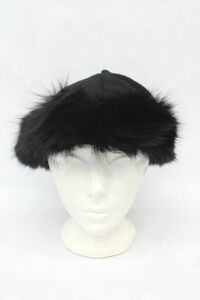 ブラック　フリース&フォックス毛皮ファー・ハット　帽子　サイズ　58cm
