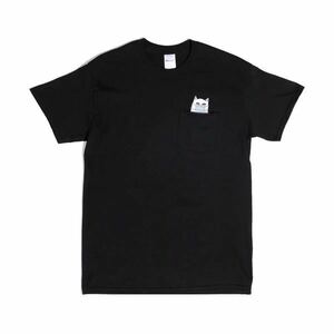 RIPNDIP Tシャツ LORD NERMAPHOBE POCKET TEE (ロード ナーマフォーブ Tシャツ) NERMAL ネコ RND4278 ポケット付き半袖　ブラック L