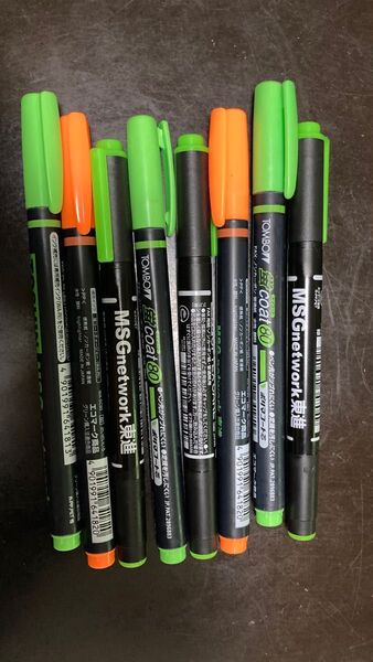 緑と橙のみの蛍光ラインマーカー 企業名入り8本まとめ売り