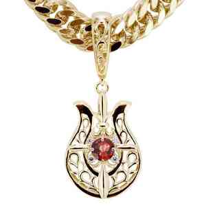  necklace men's horseshoe hose shoe pendant garnet birthstone 1 month 10 gold 10k futoshi . flat man ala Beth k