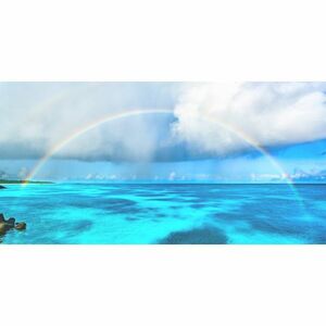 [ panorama S version ] Okinawa. sea scenery illusion ... rainbow. arch wave . interval island. vivid Rainbow wallpaper poster 1152mm×576mm is ... seal type M009S1