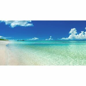 【特大上下2枚仕様X版】沖縄の海景色 日本最南端、波照間島の海とスカイブルー 壁紙ポスター パノラマX版 2210mm×576mm×2枚 M003X1Wの画像1