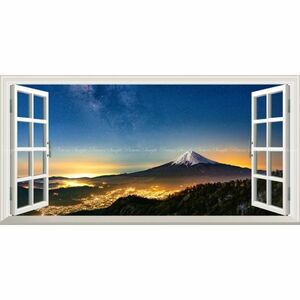 [ panorama window specification ] three tsu ridge .... Mt Fuji . heaven. river Mt Fuji .. night . star empty heaven body .. wallpaper poster 1152mm×576mm is ... seal type M007MS1