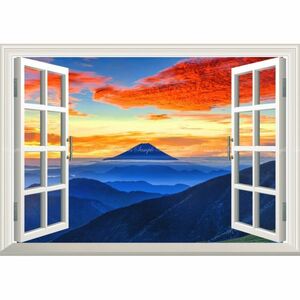 [ window specification ] god ... yellow gold Fuji . vivid morning burning small Kawauchi peak from .. god .. wallpaper poster A1 version 830mm×585mm is ... seal type M010MA1