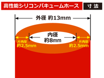 【倍！倍！ストア！】高性能 シリコンホース バキューム ホース 内径Φ8 長さ 1000mm 赤色 ロゴマーク無 カスタム 汎用_画像3