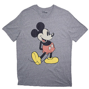 【XLサイズ】 ディズニー ミッキーマウス キャラクター Tシャツ メンズXL グレー 大きいサイズ Disney アメカジ 古着 BA3655