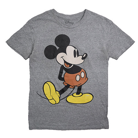 【Sサイズ】 ディズニー ミッキーマウス キャラクター Tシャツ メンズS グレー Disney ディズニーランド 古着 BA3660