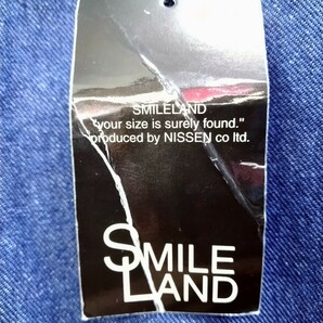 新品紙タグ/送料込★SMILE LAND(ニッセン)ソフトジーンズ ストレート/w70表示~実寸71/インディゴ/牛革薄パッチベルト通し/赤タブSOFTJEANSの画像2