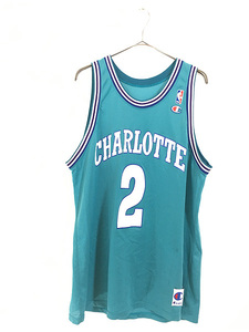 古着 90s NBA Charlotte Hornets ホーネッツ No2 「Johnson」 メッシュ タンクトップ 48 古着