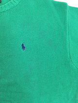 レディース 古着 80s Polo Ralph Lauren ワンポイント 刺しゅう コットン ニット セーター 緑 XL 古着_画像5