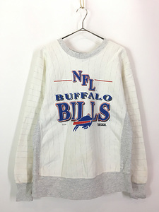 古着 90s NFL Buffalo Bills ビルズ ストライプ リバース タイプ スウェット トレーナー L 古着