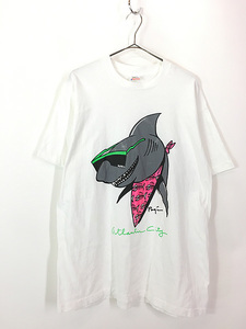 古着 90s USA製 サメ シャーク アニマル ポップ アート Tシャツ XL 古着