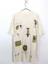 「Deadstock」 古着 90s USA製 rel e vant 鳥 小鳥 エサ 卵 花 総柄 アート Tシャツ L_画像3