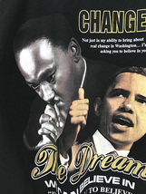 古着 00s BARACK OBAMA & Martin Luther King 「CHANGE」 豪華 プリント パキ綿 Tシャツ XL_画像2