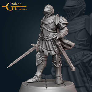 Galaad Miniatures Gaa-211206 Knight03 プレーンベース 3Dプリント ミニチュア D&D TRPG