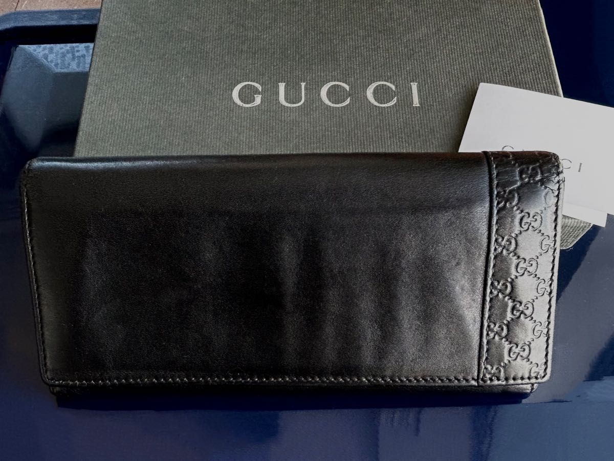 22万本物新品GUCCI マイクログッチ シマGGパターン型押しレザー長財布