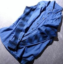 BLUE BLUE ハリウッドランチマーケット ARIGATO 藍 チェック 切替え ボタンダウンシャツ ネルシャツ 日本製 オンブレチェック (3) o-373_画像1