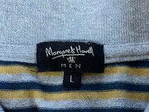 ★【名作 国内正規品 日本製】MARGARET HOWELL MEN マーガレットハウエル コットン100％ メンズ ボーダー スキッパー ポロ シャツ L_画像4