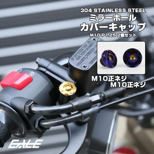 M10 ミラーホール カバーキャップ ボルト スノー 焼きチタン 正ネジ/正ネジ 2本セット ミラー ネジ穴 キャップ TH0640