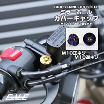 M10 ミラーホール カバーキャップ ボルト スノー 焼きチタン 正ネジ/逆ネジ 2本セット ミラー ネジ穴 キャップ TH0643_画像2