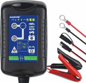 【送料込】　ADPOW バッテリー充電器 バッテリーチャージャー 3-40Ah用 メンテナンス充電器 6Vと12V用 1