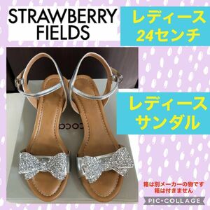 STRAWBERRY-FIELDS レディース サンダル リボン パンプス 結婚式 フォーマル ジュニア 発表会 ビジュー ピアノ