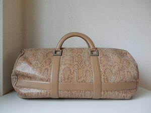  Italy made * original leather *GENNY( Jenny )* python type pushed .* leather Boston bag beige ( metal fittings mat silver )