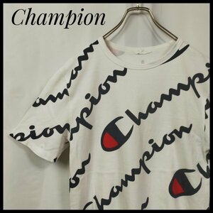 チャンピオン 半袖Ｔシャツ デカロゴ バックプリント 総柄 カットソー 目あり Ｃｈａｍｐｉｏｎロゴ 激レア 一点もの