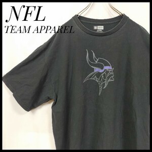 ＮFL　半袖Ｔシャツ　アメフト　ミネソタ・バイキングス　チームロゴ　デカロゴ　ゆるだぼ　ロゴＴ　オーバーサイズ　黒色　一点もの　人気