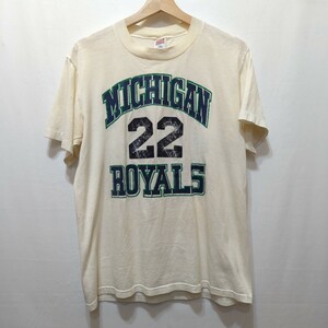 【送料370円】80年代 ヴィンテージ ソフィーシャツ SOFFE SHIRTS ナンバリングTシャツ メンズ L 80s ビンテージ プリントT バクプリ USA製