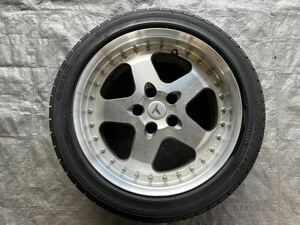 絶版！レイズ C7-R/17×9j+43/5穴ピッチ114.3/ブリジストンGARIT2/255/40/17//1本 当時物 深リム 極太 旧車 軽量