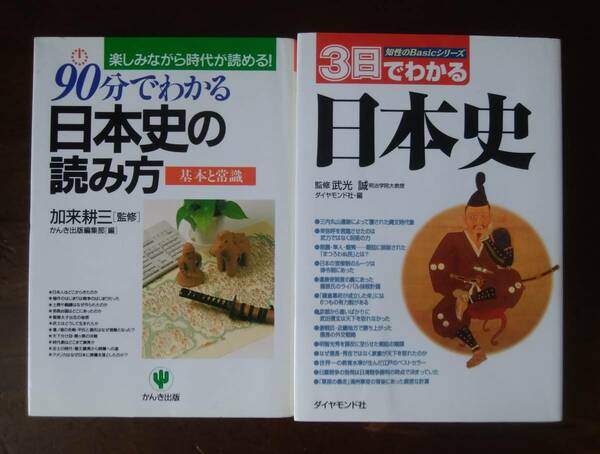 「日本史」関連書2冊「90分でわかる日本史の読み方」「3日でわかる日本史」